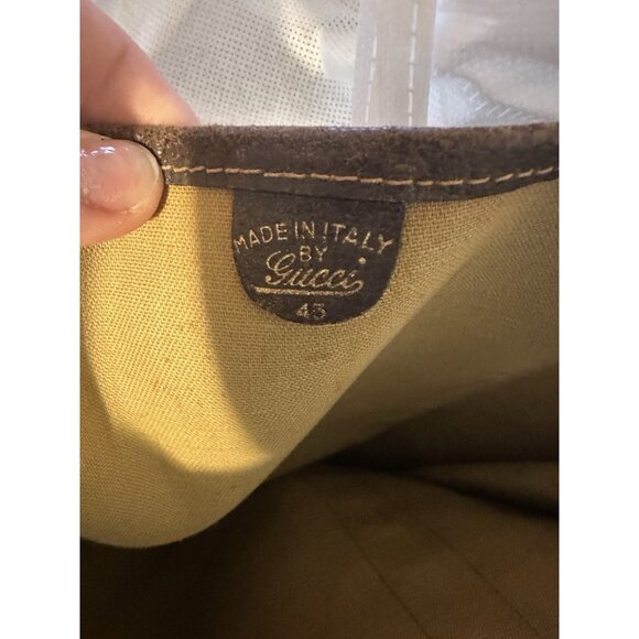 Vintage Gucci Monogram Green Red Tote Hand Bag - Picture 5 of 6